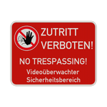 Schild Zutritt verboten + Videoüberwachung - reflektierend