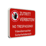 Schild Zutritt verboten + Videoüberwachung - reflektierend