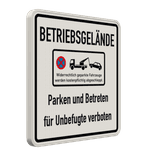 Schild Betriebsgelände - Parken und Betreten für Unbefugte verboten