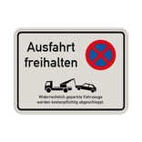 Schild Einfahrt/Ausfahrt Tag und Nacht freihalten + Abschleppregeln - reflektierend