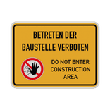 Schild Baustelle betreten verboten mit Piktogram - reflektierend