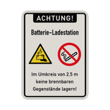 Warnschilder Achtung Batterie-Ladestation - reflektierend
