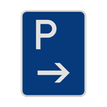 Parkplatz mit Pfeil rechts – reflektierendes Parkschild
