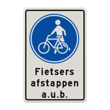 Verkeersbord fietsers afstappen - reflecterend
