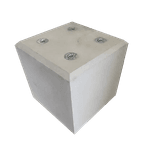 Plot en béton gris avec 4 douilles filetées M16 - 30 x 30 x 30 cm