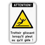 Panneau trottoir glissant – prévention des chutes en hiver