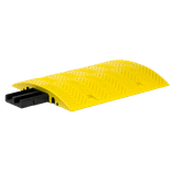 Verkeersdrempel rubber - kabelgoot - 80mm hoog - geel zwart - t.b.v. zwaarverkeer (40 ton)