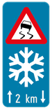 Informatiebord gladheid bij sneeuw - 400x900mm - 2km