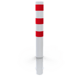 Rammschutzpoller Ø152mm Stahl – weiß/rot – Bodenanker – 1200/1500/2000mm