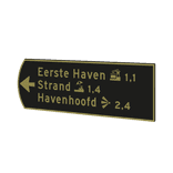 Voetgangersarm rond aluminium 705x220x5mm zwart/goud - incl. opdruk DZ