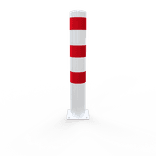 Rampaal Ø152x1000mm staal verzinkt - wit/rood - met vloermontage