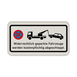 Verkehrsschild mit Absolutes Haltverbot - Widerrechtlich geparkte Fahrzeuge werden kostenpflichtig abgeschleppt