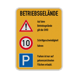 Kombischild betriebsgelände mit Verhaltensregeln - reflektierend
