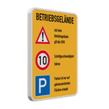Kombischild betriebsgelände mit Verhaltensregeln - reflektierend