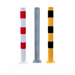 Rampaal Ø89x900mm staal verzinkt - geel/zwart - met vloermontage