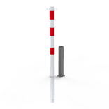 Absperrpfosten mit Bodenhülse Ø 60 mm weiß/rot, herausnehmbar mit Öse