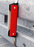 Réflecteur rouge/blanc double face pour barrière béton et glissière