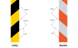 Ruban réfléchissant noir/jaune - Rouleau de 45m x 50mm
