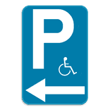 Parkeerbord E9 mindervaliden met pijl