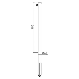 Afzetpaal Ø42mm staal verzinkt - wit/rood - met punt onderzijde (in de grond slaan)