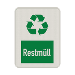 Hinweisschild Restmüll weiß/grün - reflektierend