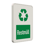 Hinweisschild Restmüll weiß/grün - reflektierend