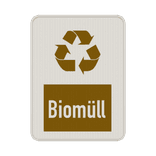 Hinweisschild Biomüll weiß/braun - reflektierend
