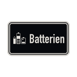 Hinweisschild Batterien schwarz/weiß mit Piktogram - reflektierend