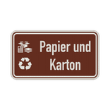 Hinweisschild Papier und Karton braun/weiß mit 2x Piktogram - reflektierend