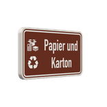Hinweisschild Papier und Karton braun/weiß mit 2x Piktogram - reflektierend