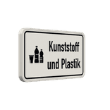 Hinweisschild Kunststoff und Plastik weiß/schwarz mit Piktogram - reflektierend