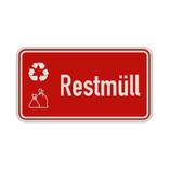 Hinweisschild Restmüll Abfall rot/weiß mit 2x Piktogram - reflektierend