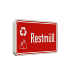 Hinweisschild Restmüll Abfall rot/weiß mit 2x Piktogram - reflektierend