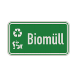 Hinweisschild Biomüll (Abfall) grün/weiß mit 2x Piktogram - reflektierend