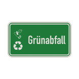 Hinweisschild Grünabfall grün/weiß mit 2x Piktogram - reflektierend