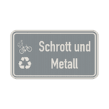 Hinweisschild Schrott und Metall grau/weiß mit 2x Piktogram - reflektierend
