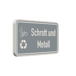 Hinweisschild Schrott und Metall grau/weiß mit 2x Piktogram - reflektierend