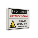 Bord hek sluit automatisch eigen terrein/verboden toegang - reflecterend