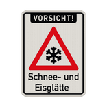 Verkehrsschild Vorsicht Schnee oder Eisglätte - reflektierend