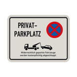 Verkehrsschild Privatparkplatz mit Piktogram abschleppen - reflektierend