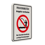 Schild Angeln verboten (bei Zuwiderhandlung erfolgt Strafanzeige) - reflektierend