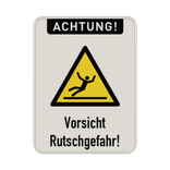 Warnschild Vorsicht, Rutschgefahr - reflektierend