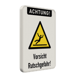 Warnschild Vorsicht, Rutschgefahr - reflektierend