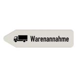Wegweiser Schild Warenannahme Pfeilform - reflektierend