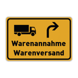 Verkehrsschild - Warenannahme/Warenversand mit Piktogram/Pfeil - reflektierend
