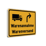 Verkehrsschild - Warenannahme/Warenversand mit Piktogram/Pfeil - reflektierend