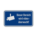 Hinweisschild, Dieser Bereich wird videoüberwacht (Blau) - reflektierend