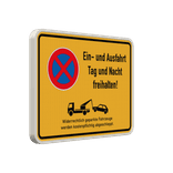 Schild Einfahrt/Ausfahrt Tag und Nacht freihalten + Abschleppregeln - reflektierend