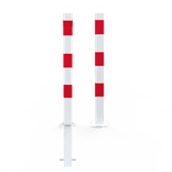 Poteau Anti-Stationnement parking 70x70mm Rouge/Blanc Fixe