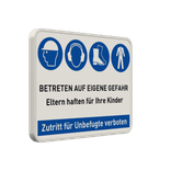 Sicherheitsschild Baustelle mit 4 Gebotszeichen - relfektierend